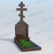 Памятник на кладбище с крестом и нишей, арт. П099, Дымовский гранит
