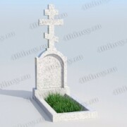 Памятник на кладбище с крестом и нишей, арт. П099, Мансуровский гранит