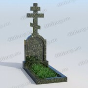 Памятник на кладбище с крестом и нишей, арт. П099, Масловский гранит